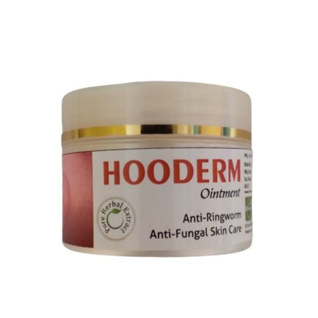hooderm: advanced antifungal ointment for effective relief HOODERM antifungal ointment for treating ringworm, featuring a tube with herbal ingredients.