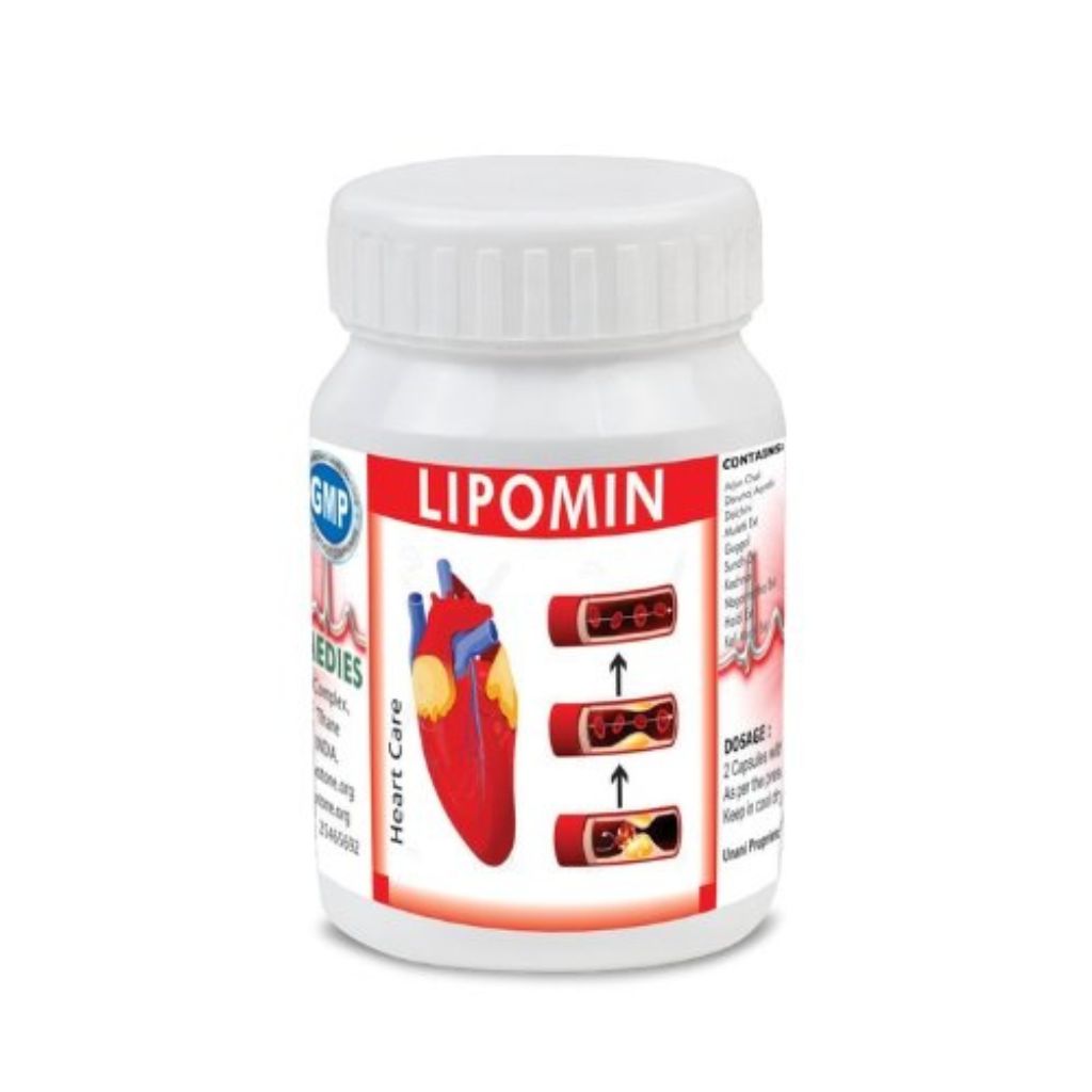LIPOMIN: Your Natural Solution for Healthy Cholesterol Management LIPOMIN natural supplement for cardiovascular health, featuring a bottle with herbal ingredients.
